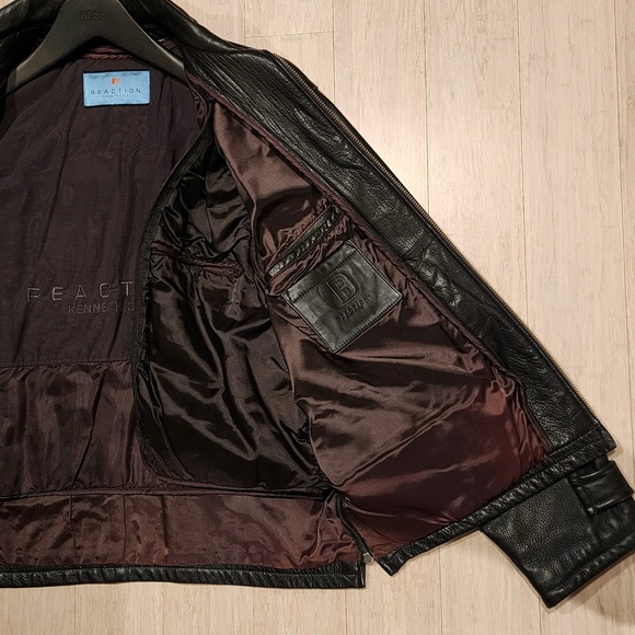 Vintage Kenneth Cole Leather Jacket With Removable Polyester Vest Lining - Picture 7 of 16